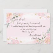 Chique waterverf bloemen sneeuwvlokken bruidsmeisj kaart (Achterkant)