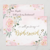 Chique waterverf bloemen sneeuwvlokken bruidsmeisj kaart (Voorkant / Achterkant)