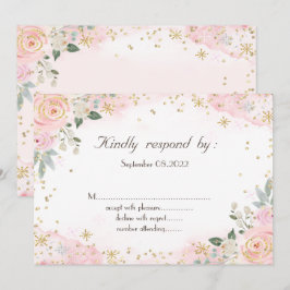 Chique waterverf bloemen sneeuwvlokken RSVP  Kaart