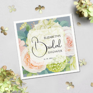 Chique waterverf bloemen stoffige blauwe bruilofts servet