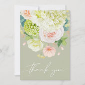 Chique Waterverf Bloemen Trouwfoto Bedankkaart (Voorkant)