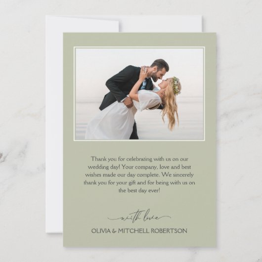 Chique Waterverf Bloemen Trouwfoto Bedankkaart (Achterkant)