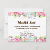 Chique Waterverf Bloemen Trouwrepetitie Diner Kaart (Voorkant)