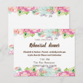 Chique Waterverf Bloemen Trouwrepetitie Diner Kaart (Voorkant / Achterkant)