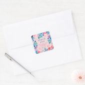 Chique Waterverf Bloemen Verjaardag Dank u Blush Vierkante Sticker (Envelop)