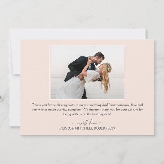 Chique Waterverf bloemenbruiloft foto Bedankkaart (Achterkant)