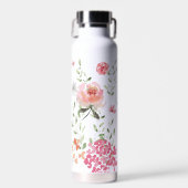 Chique Waterverf bloemenscript gepersonaliseerd Waterfles (Voorkant)