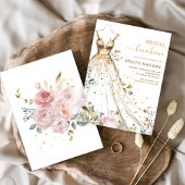 Chique Waterverf Bloemige Elegante Bruidslunch Kaart