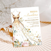 Chique Waterverf Bloemige Elegante Bruidslunch Kaart