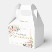 Chique waterverf bloesem gouden 15e verjaardag bedankdoosjes (Voorkant Zijde)