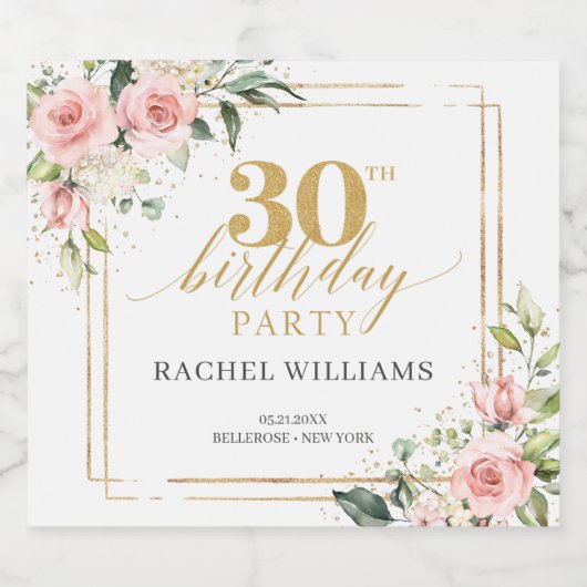 Chique waterverf bloesem gouden 30e verjaardag bier etiket (Enkel label)