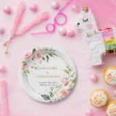 Chique waterverf blozen eucalyptus goud papieren bordje (Feest)