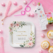 Chique waterverf blozen eucalyptus goud papieren bordje (Feest)