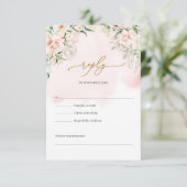 Chique waterverf blozen eucalyptus goud RSVP kaartje (Staand voorkant)