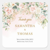 Chique waterverf blozen eucalyptus goud vierkante sticker (Voorkant)