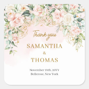 Chique waterverf blozen eucalyptus goud vierkante sticker