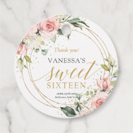 Chique waterverf blozen gouden salie zoet 16e bedankjes labels