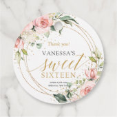 Chique waterverf blozen gouden salie zoet 16e bedankjes labels (Achterkant)