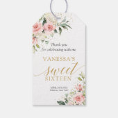 Chique waterverf blozen salie zestien 16e cadeaulabel (Achterkant)