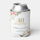 Chique waterverf blush bloemen eucalyptus goud 40e blikjeskoeler (Blikje Voorkant)