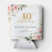 Chique waterverf blush bloemen eucalyptus goud 40e blikjeskoeler (Achterkant)