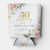 Chique waterverf blush bloemen eucalyptus goud 50e blikjeskoeler (Voorkant)
