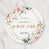 Chique waterverf blush bloemengouden salie Quincea Bedankjes Labels (Achterkant)