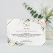 Chique waterverf blush bloesem en groen goud informatiekaartje (Staand voorkant)