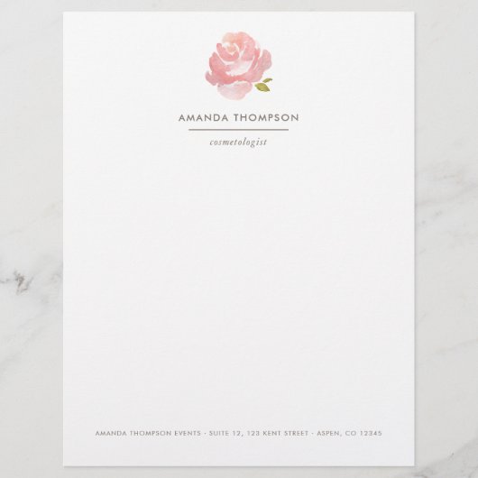 Chique Waterverf Blush Roze Roos Flyer (Voorkant)