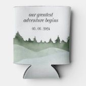 Chique Waterverf Bos Landschap Berg Bruiloft Blikjeskoeler (Voorkant)