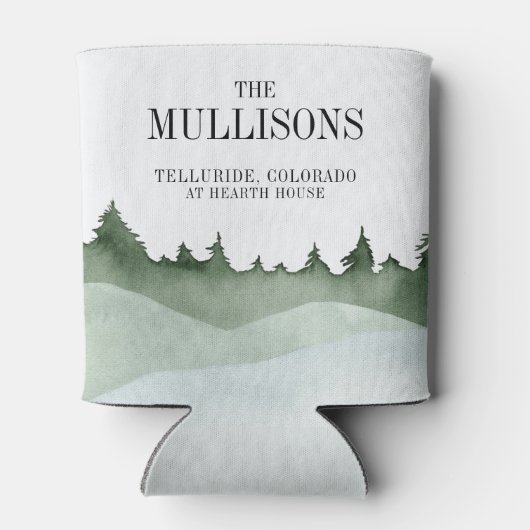 Chique Waterverf Bos Landschap Berg Bruiloft Blikjeskoeler (Achterkant)