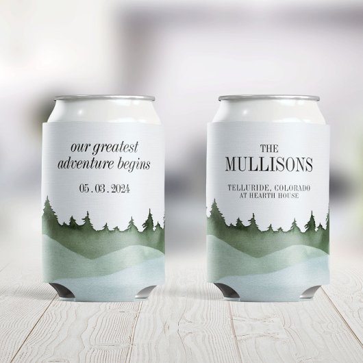 Chique Waterverf Bos Landschap Berg Bruiloft Blikjeskoeler