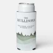 Chique Waterverf Bos Landschap Berg Bruiloft Seltzer Blikjeskoeler (Seltzer Achterkant)