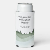 Chique Waterverf Bos Landschap Berg Bruiloft Seltzer Blikjeskoeler (Seltzer Voorkant)