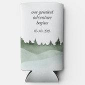 Chique Waterverf Bos Landschap Berg Bruiloft Seltzer Blikjeskoeler (Voorkant)