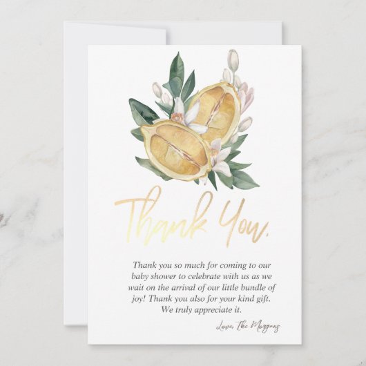 Chique Waterverf Botanische citroenen Bedankkaart (Voorkant)