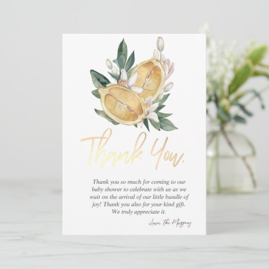 Chique Waterverf Botanische citroenen Bedankkaart (Staand voorkant)