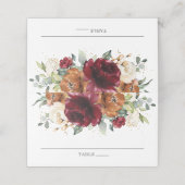 Chique Waterverf Bourgogne Ivoor Rust Bloemenbruil Plaatskaartje (Buitenkant ongevouwen)