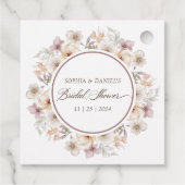 Chique waterverf bruiloftsborrel met bloemen bedankjes labels (Achterkant)