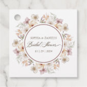 Chique waterverf bruiloftsborrel met bloemen bedankjes labels (Voorkant)