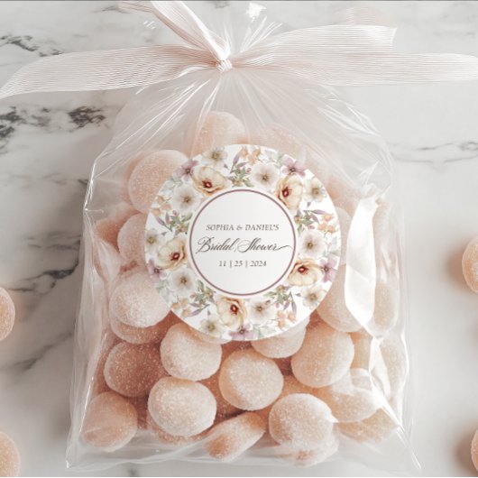 Chique waterverf bruiloftsfeest met bloemen ronde sticker