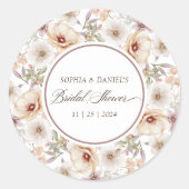 Chique waterverf bruiloftsfeest met bloemen ronde sticker (Voorkant)