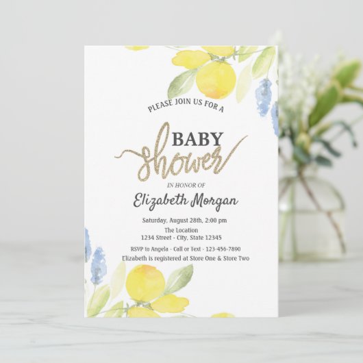 Chique Waterverf Citroenen Baby shower Kaart (Staand voorkant)