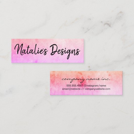 Chique Waterverf Cursief Handgeschreven Mini Visitekaartje (Voorkant / Achterkant)