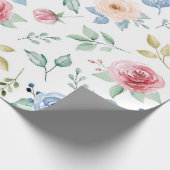 Chique Waterverf Delicate Bloemen Bladerpatroon Cadeaupapier (Hoek)