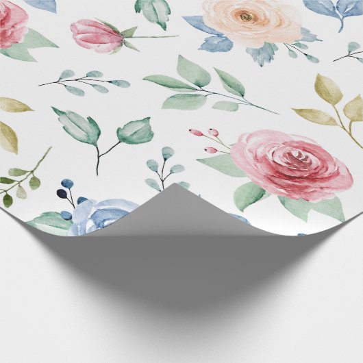 Chique Waterverf Delicate Bloemen Bladerpatroon Cadeaupapier (Hoek)