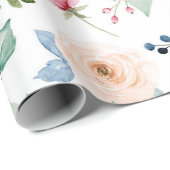 Chique Waterverf Delicate Bloemen Bladerpatroon Cadeaupapier (Rol Hoek)