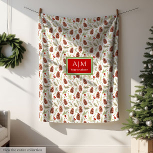 Chique waterverf dennenappels pastel groen kerstfe fleece deken