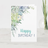 Chique Waterverf Desert Cactus Succulenten Verjaar Kaart (Voorkant)