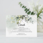 Chique waterverf eucalyptus groen goud schittert informatiekaartje (Staand voorkant)